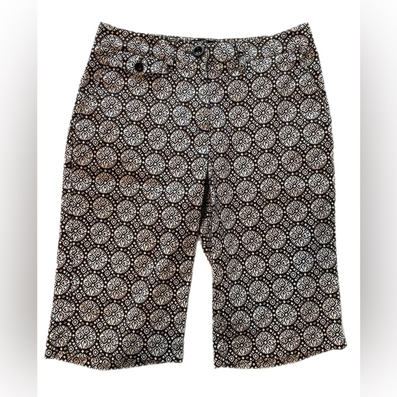 Talbots Pants - Talbots Chocolate and Ivory Geometric short size 4